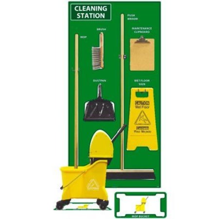 NMC National Marker Cleaning Station Shadow Board, Combo Kit, Green/White, 72 X 36, Aluminum SBK145AL
